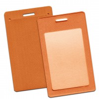 Вертикальный карман из экокожи оранжевого цвета