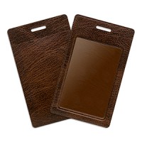 Вертикальный карман, коричневого цвета из эко-кожи, 63х94мм. (внутренний размер), 66х109мм. (внешний размер)