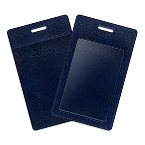 Вертикальный карман, синего цвета из эко-кожи, 63х94мм. (внутренний размер), 66х109мм. (внешний размер)