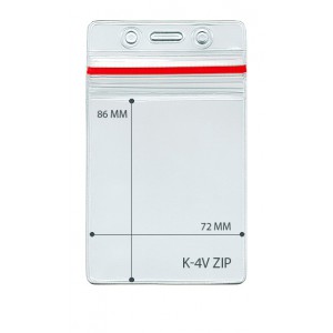 Карман вертикальный герметичный с красной застежкой "ZIP-LOCK", 72x86мм (внутренний размер), 76х124мм (внешний размер)